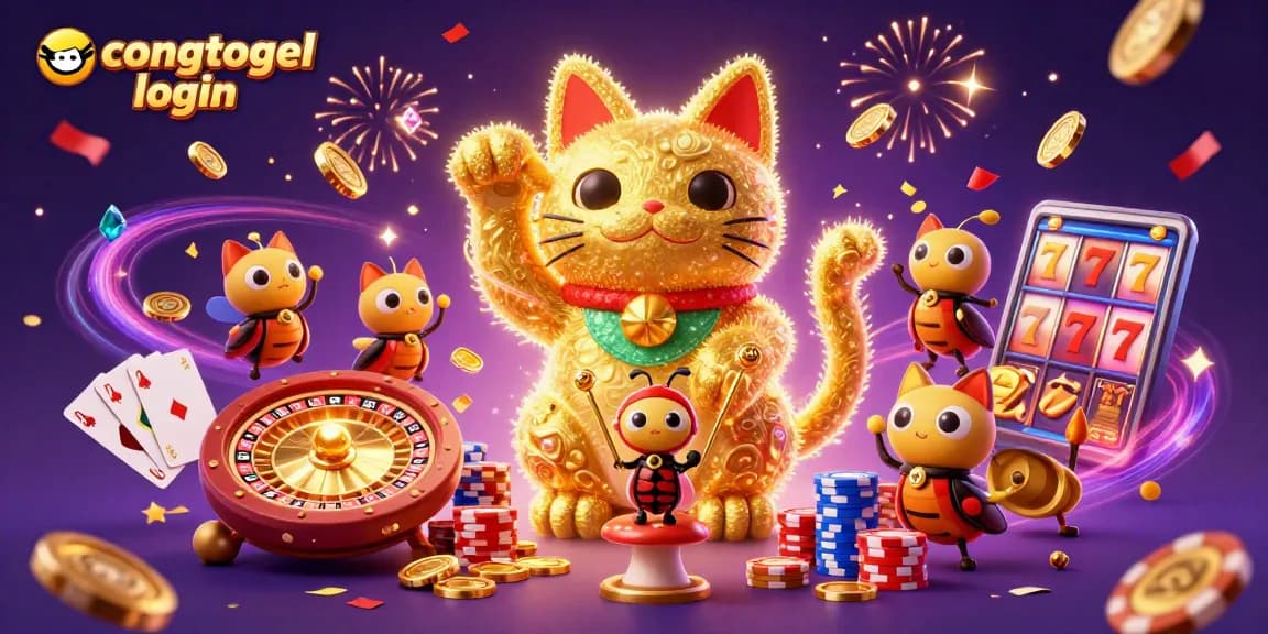 Join the fun and excitement of congtogel login with dazzling casino elements in a vibrant scene.