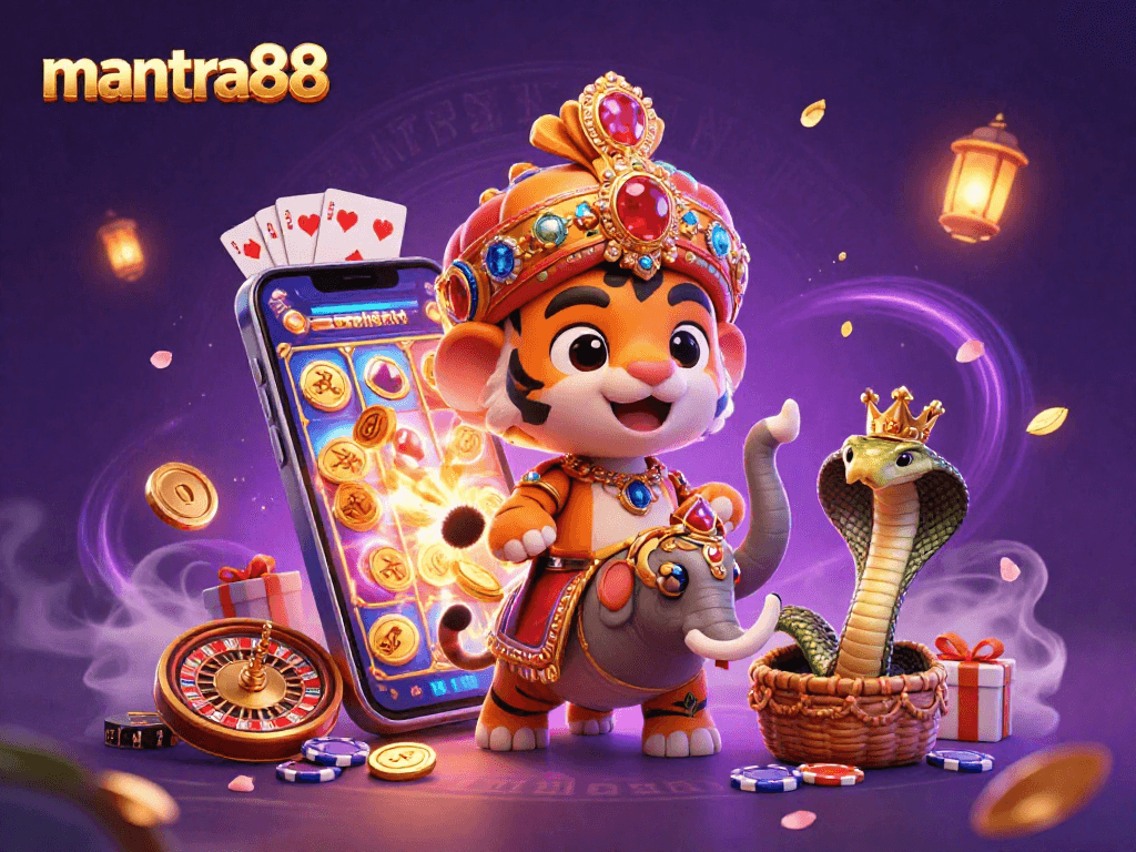 Experience mantra88 with this vibrant illustration showcasing exciting online gaming elements.