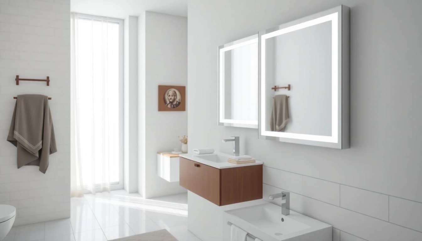 Entdecken Sie den spiegelschrank mit beleuchtung bad, der stilvolle Eleganz und Funktionalität vereint, perfekt für moderne Badezimmer.