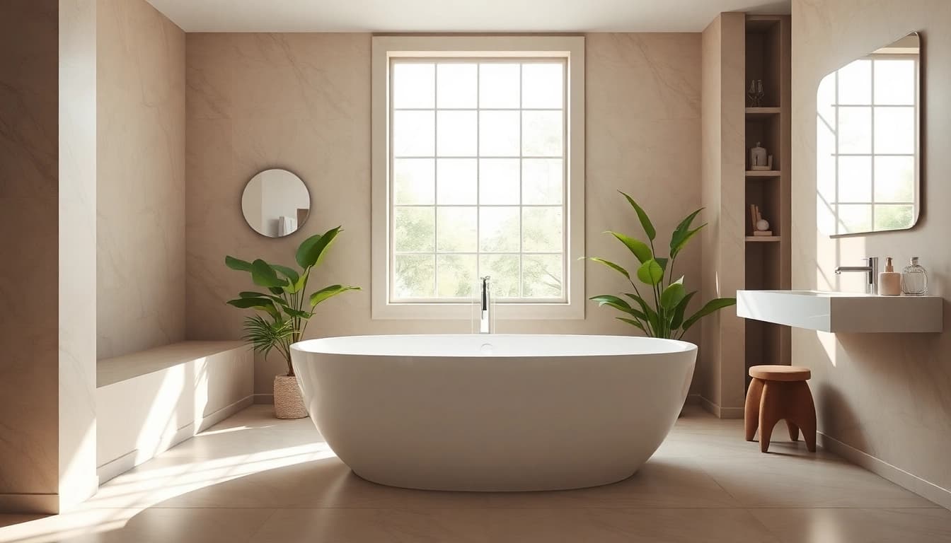 Enhance your space with Bathroom Improvement Solutions showcasing a modern bathroom design.