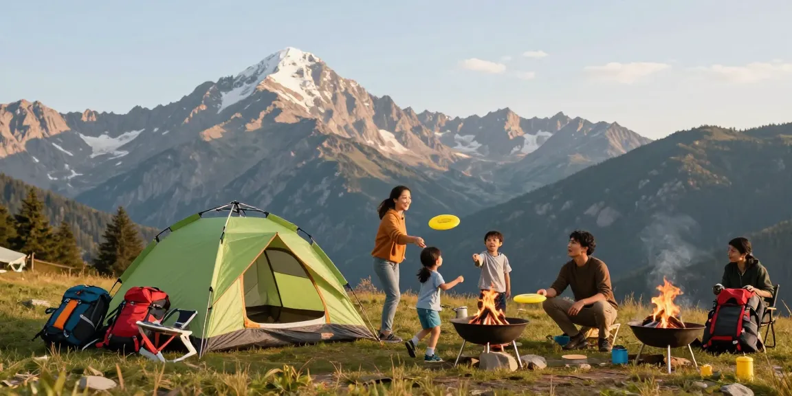Family camping at a scenic mountain site captured by thatmountainlife.com, showcasing adventure and bonding moments.