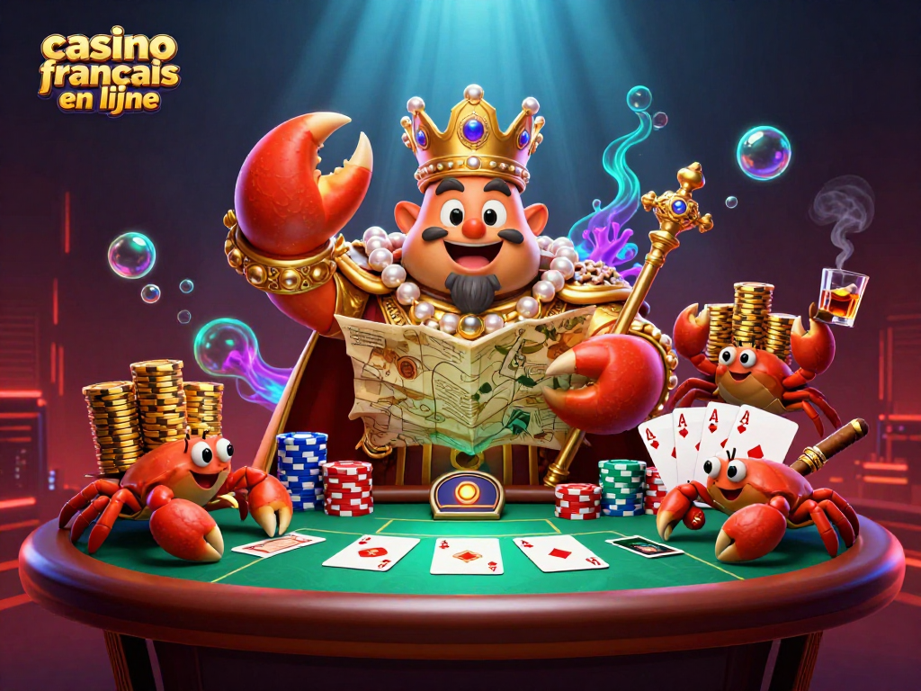 Illuminez votre jeu avec ce casino francais en ligne et ses fascinantes illustrations de crabes géants et de tables de poker.