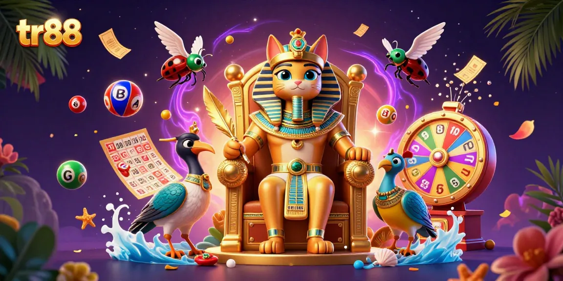 Experience thrilling gaming action with tr88's vibrant online casino features in a stunning 3D illustration.