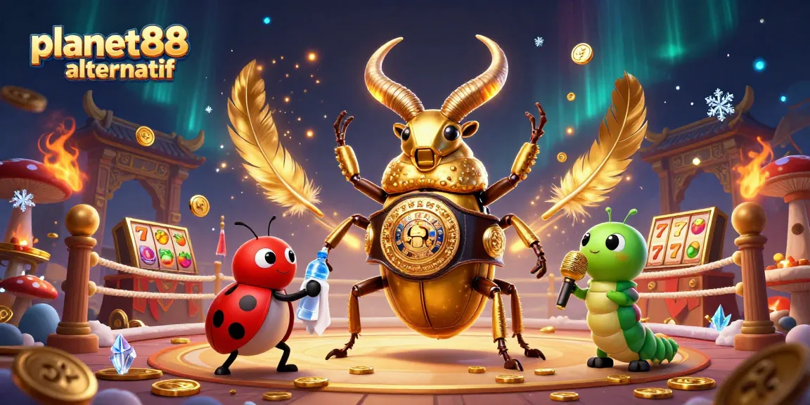 Engage with planet88 alternatif through a dynamic casino scene with vibrant elements and characters.