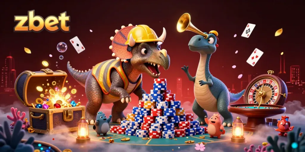 Zbet offers a dynamic gaming experience with lively characters and gaming elements in a casino-like atmosphere.