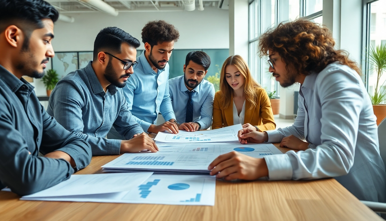 Engage in ITAR/EAR compliance discussions with a diverse team in a modern office.