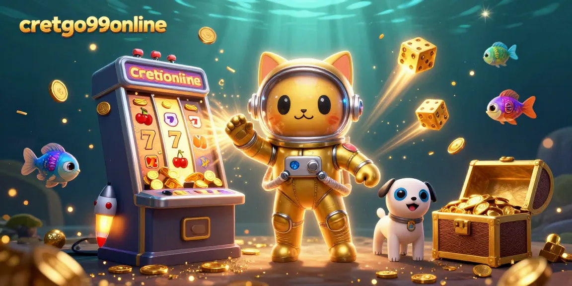 Experience the excitement of cretgo99online with vibrant 3D casino elements featuring a lucky space cat.
