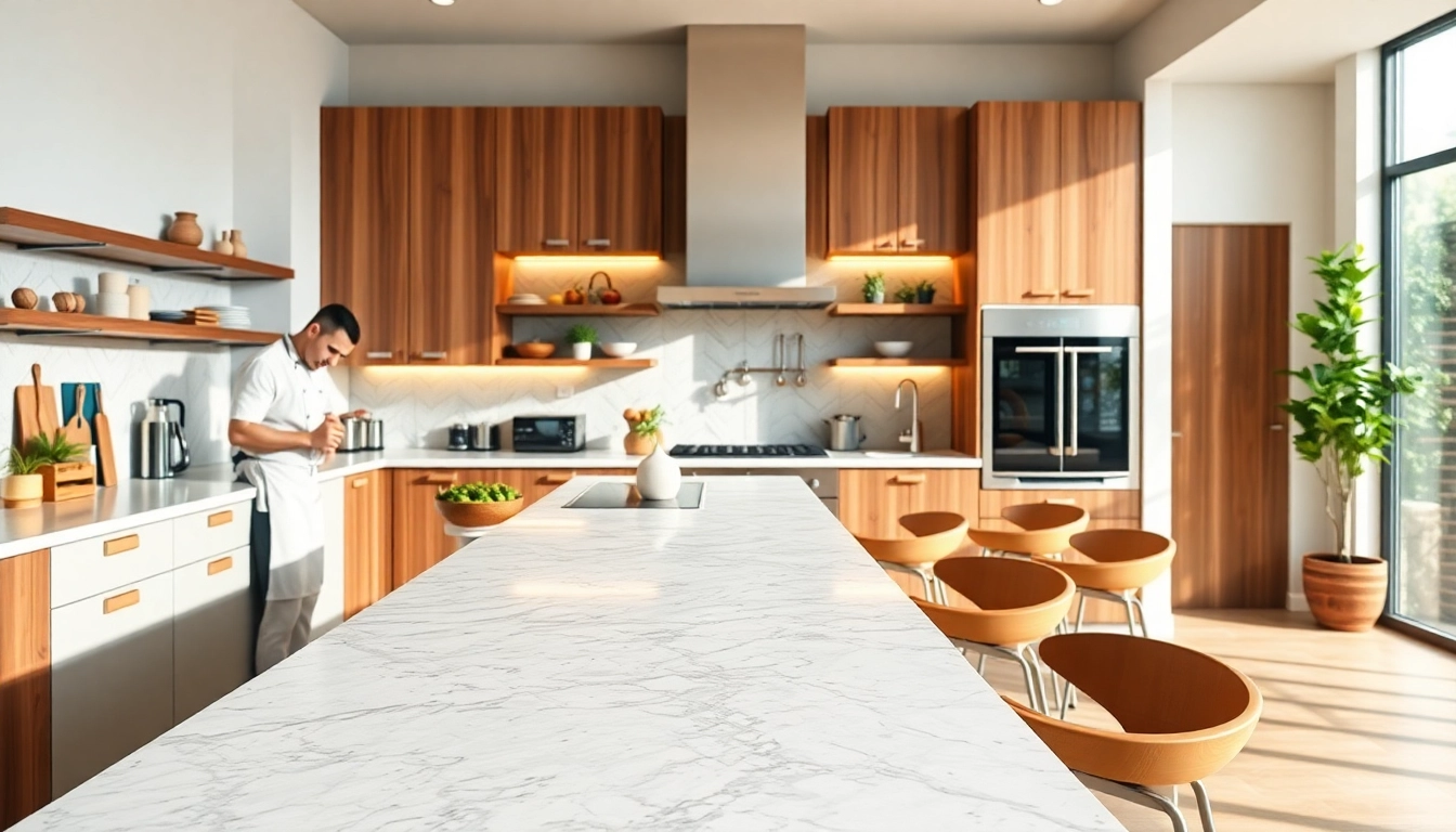 Engaging kitchen remodeling tips illustrated through a modern kitchen setup featuring granite countertops and natural lighting.