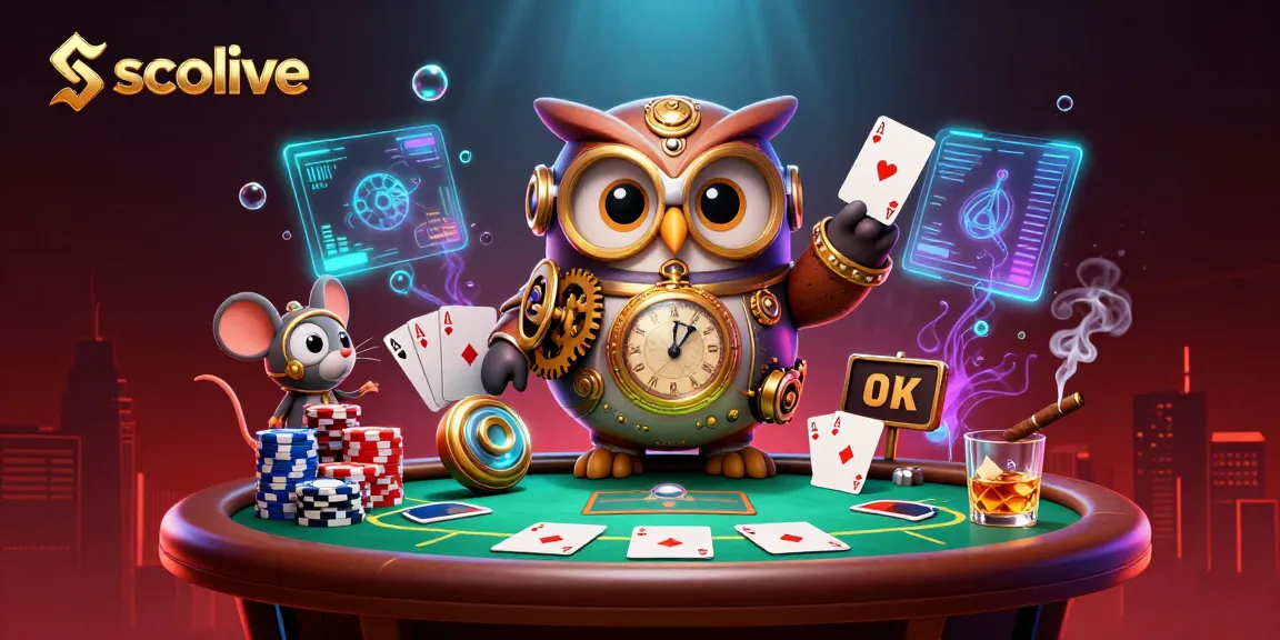 Engage with socolive at a vibrant poker table, showcasing 3D characters and electric casino elements.