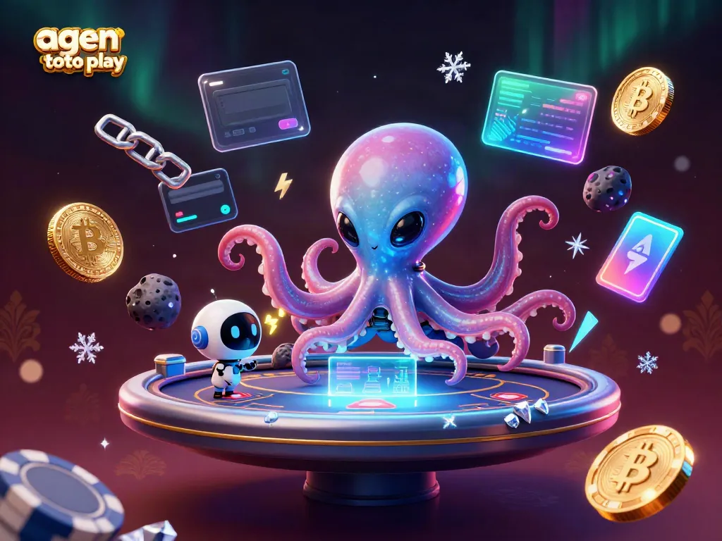 Engage in thrilling poker games at agen toto play with unique 3D alien illustration.