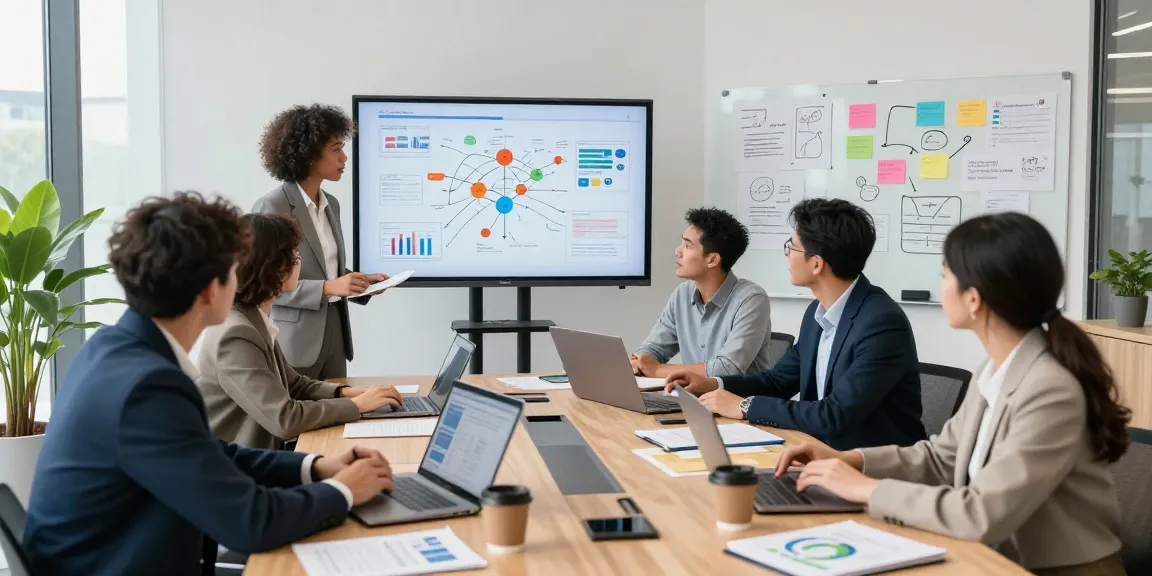 Collaborative team meeting showcasing this page data strategies in a vibrant office.