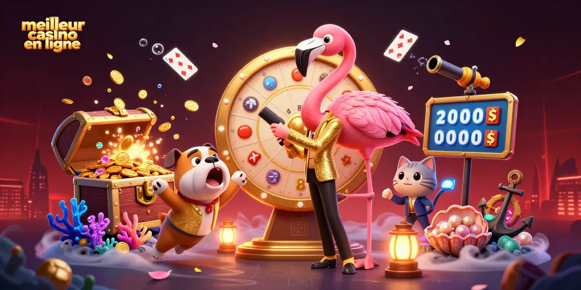 Découvrez le meilleur casino en ligne avec le flamant animant un jeu dans une scène dynamique.