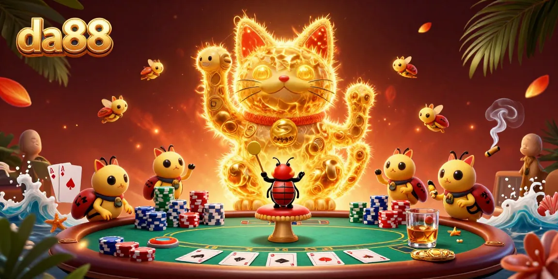 Spin the reels of fun with da88's captivating lucky cat casino scene.