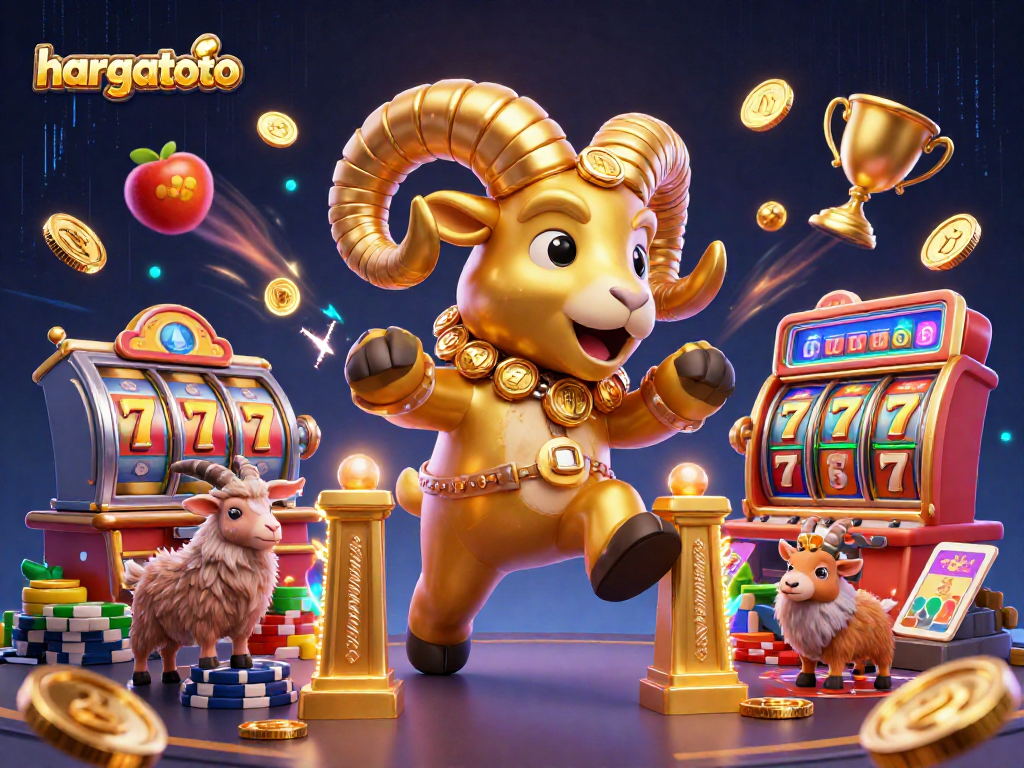 Experience the thrill of hargatoto gaming with lively golden ram and vibrant casino elements.