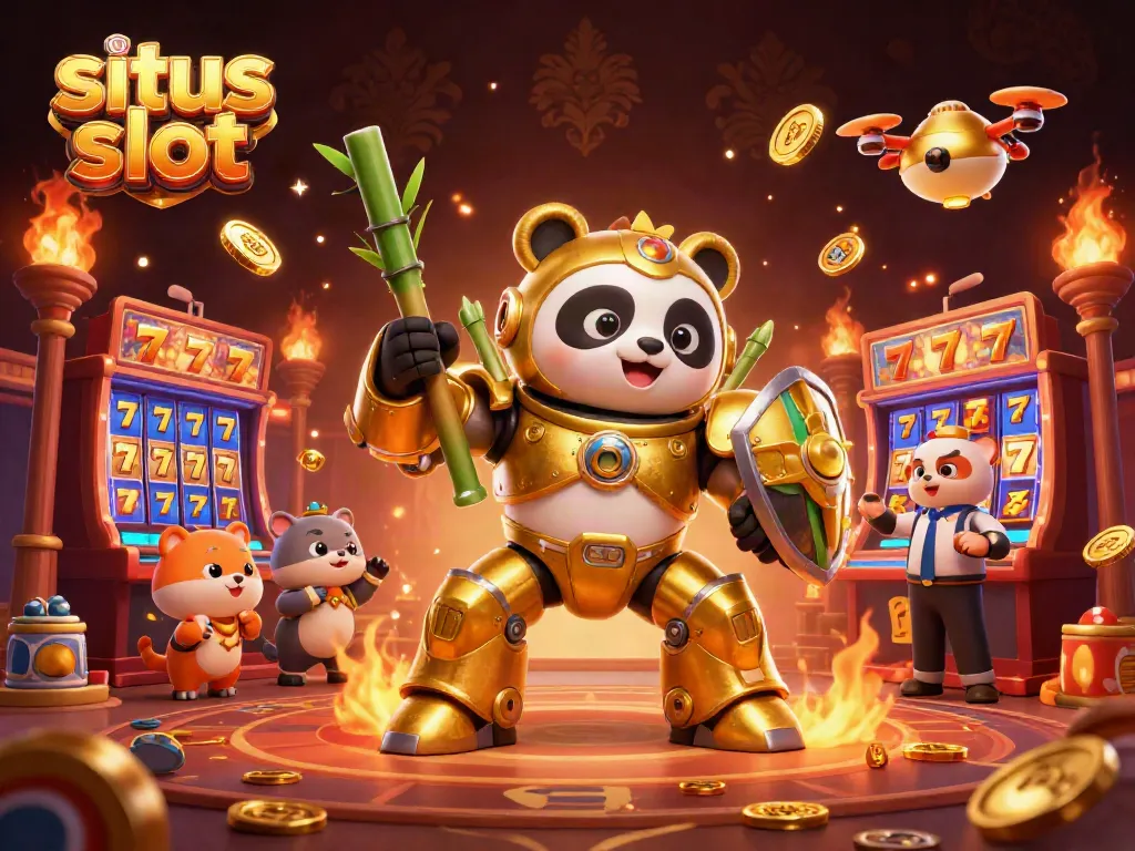 Menangkan permainan di situs slot dengan mekanik panda berkarakter 3D dalam pertarungan slot yang seru.