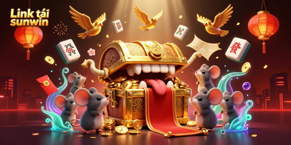 Engage with the thrilling experience of Link tải sunwin featuring adventure mice and golden treasures in a vibrant casino-themed scene.