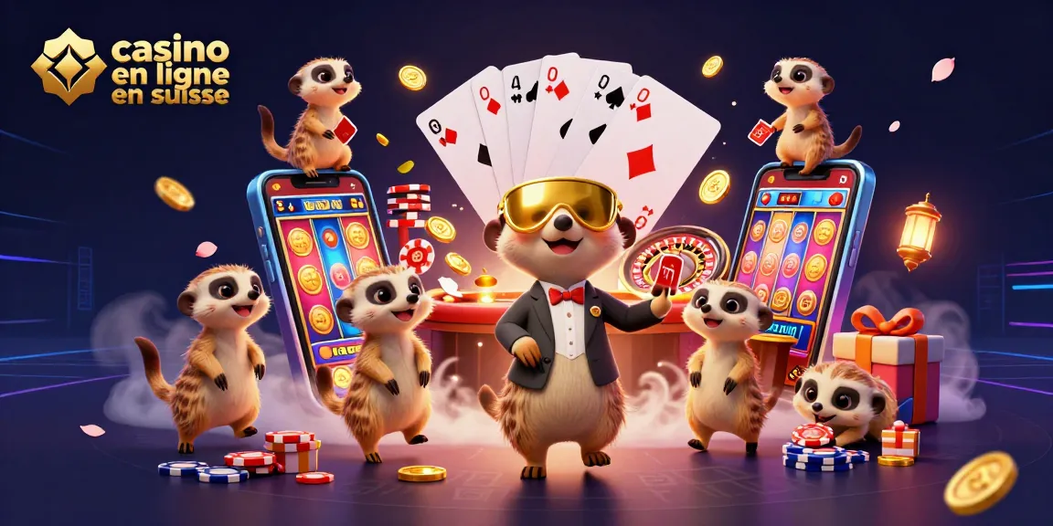 Les meerkats gèrent un casino amusant pour les joueurs de casino en ligne en Suisse, entourés d'une ambiance vibrante.