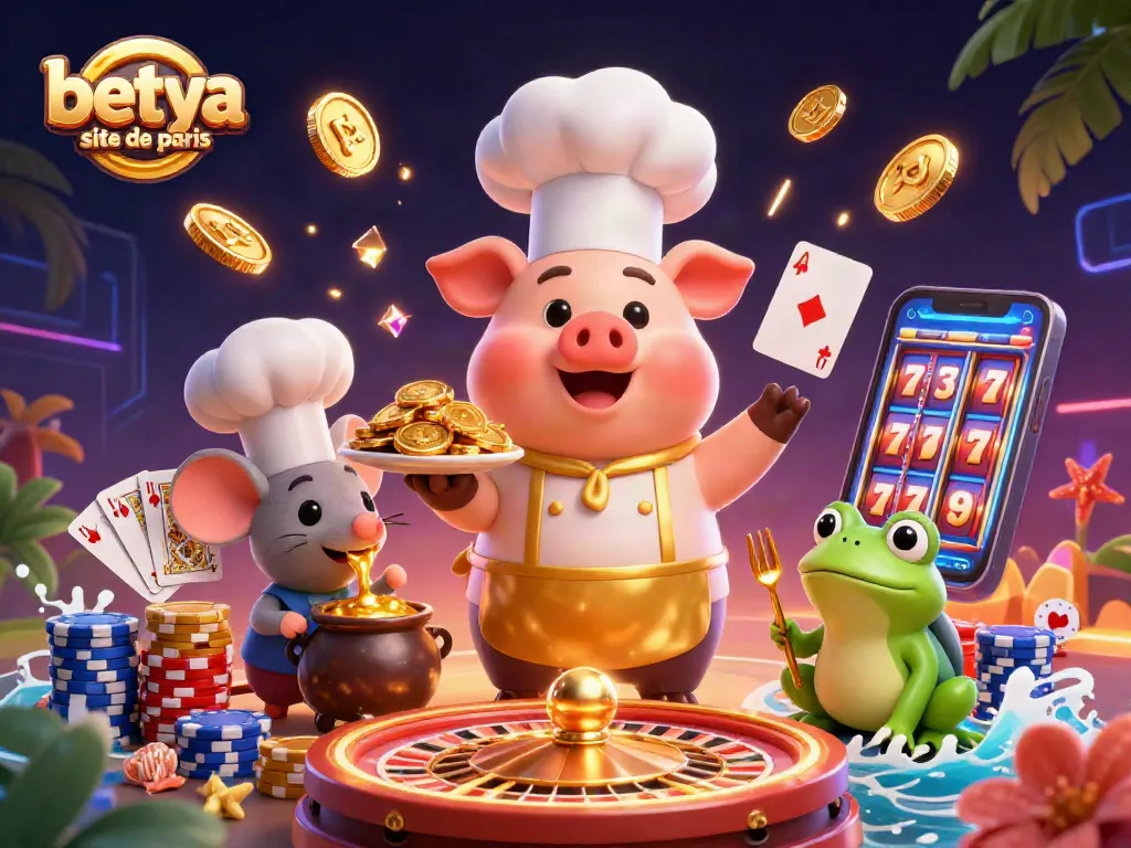 Experience the excitement of betya site de paris with chefs serving winning gold coins and dynamic casino elements.