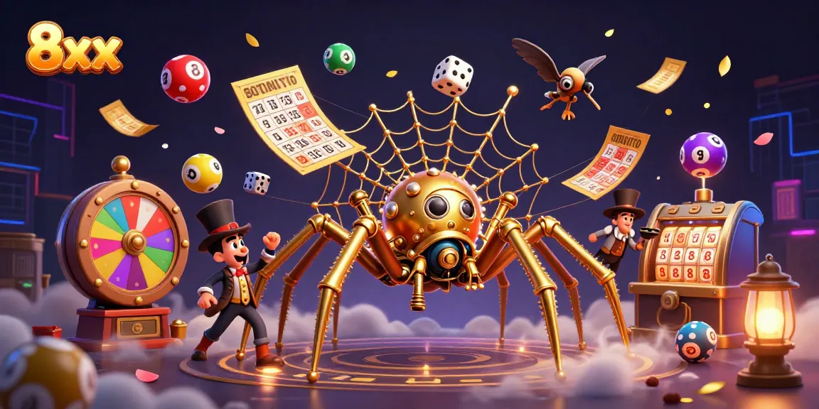 Spin the wheel at 8xx for thrilling lottery wins with colorful balls and rich gambling elements.