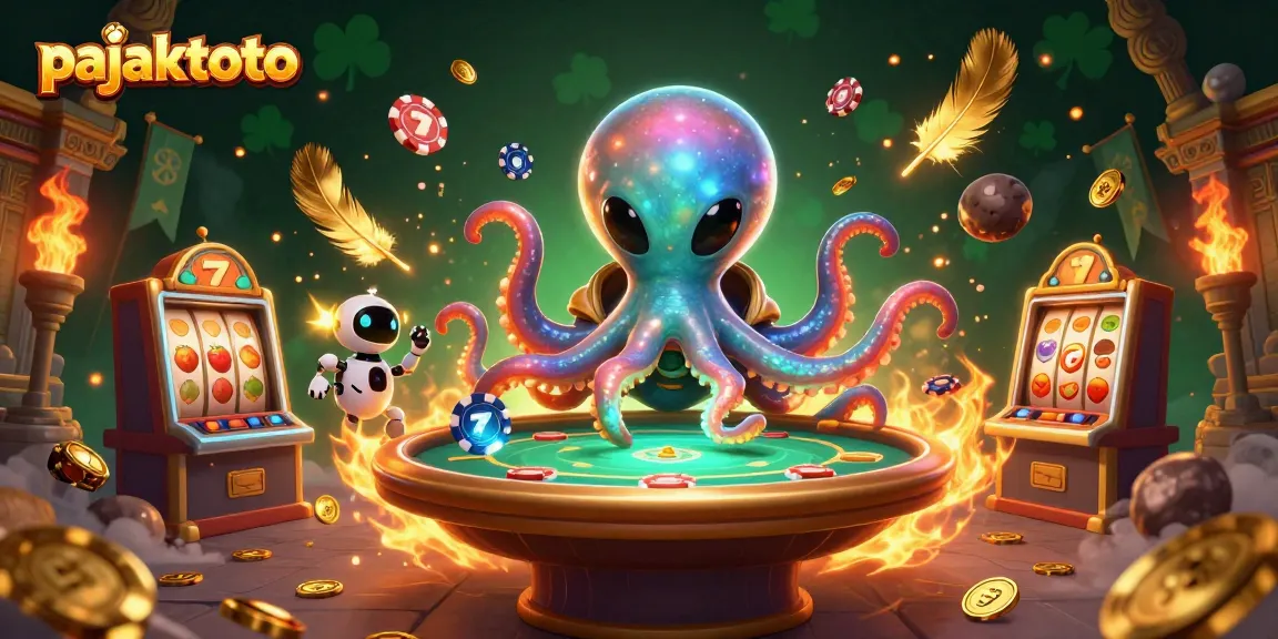 pajaktoto mempersembahkan ilustrasi kasino menakjubkan dengan octopus alien dan robot temannya.