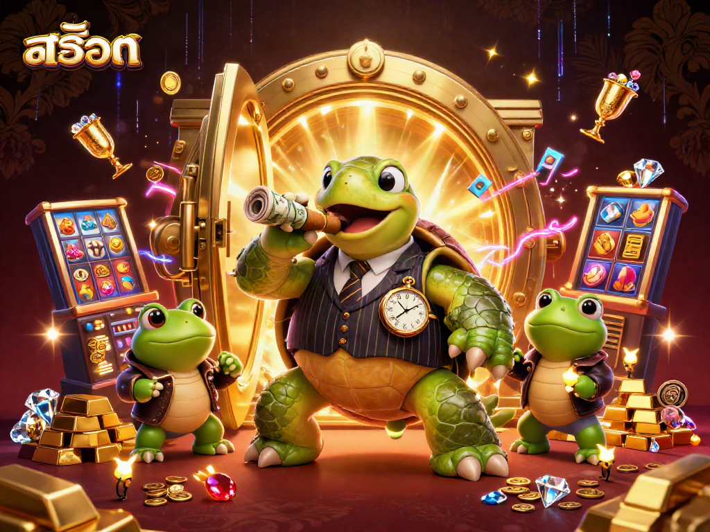 Spin the สล็อต reels with vibrant gaming elements in a rich, animated casino scene.