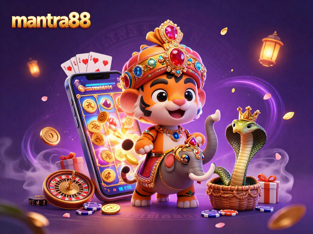 Experience mantra88 with this vibrant illustration showcasing exciting online gaming elements.