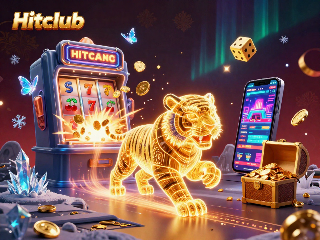 Hitclub showcases vibrant jackpot thrills amidst dynamic gaming elements in a digital casino.