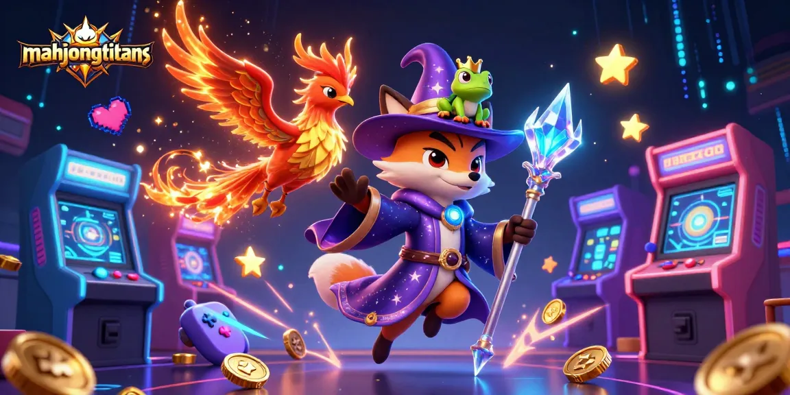 Engage in Mahjong Titans with this vibrant scene showcasing magical wizardry and gaming excitement