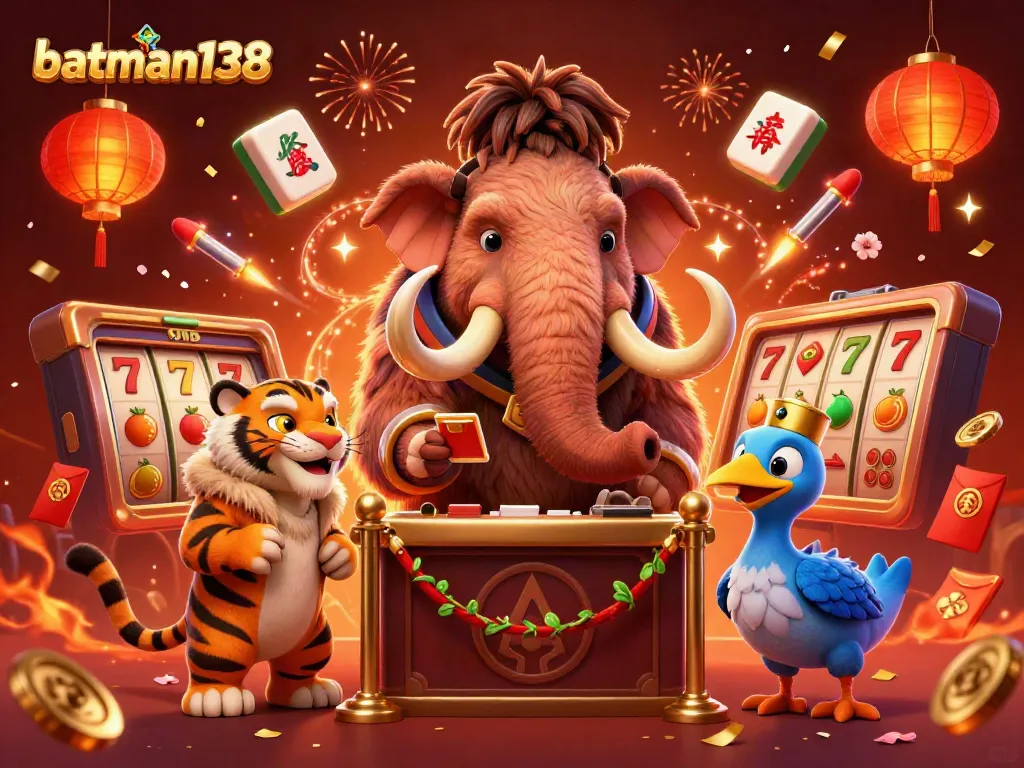 Experience thrilling gaming at batman138 with a vibrant 3D casino scene featuring lively characters and rich slots elements.