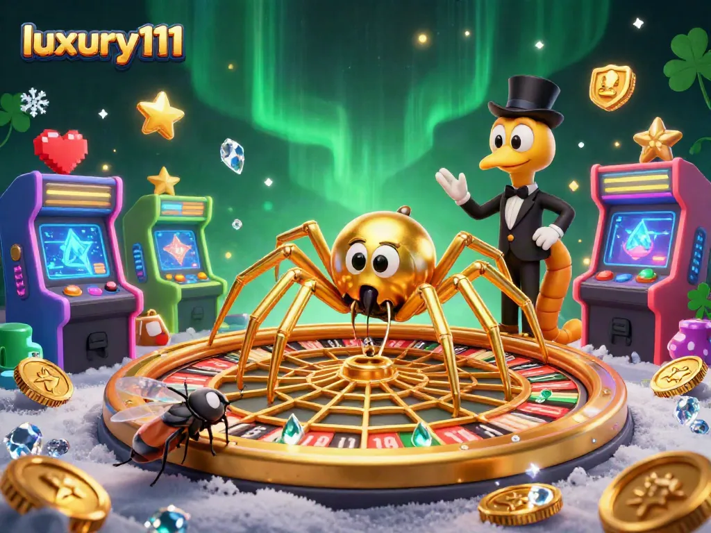 Experience thrilling bets with luxury111 at a roulette wheel spun by a golden spider and centipede croupier.