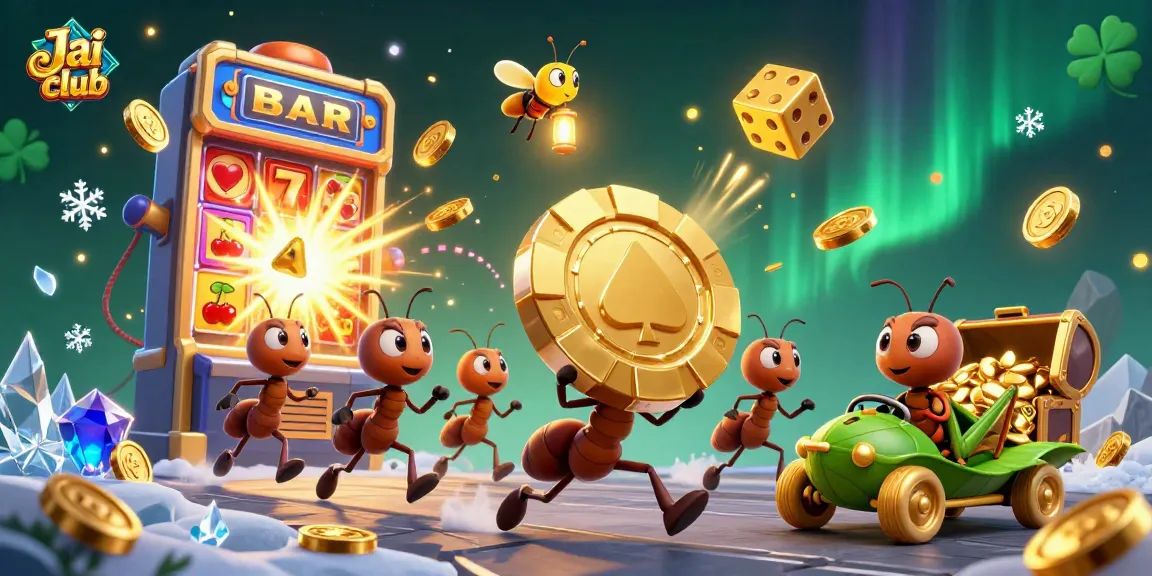 Engage with Jai club through an exciting heist illustrated with ants racing for a giant poker chip.