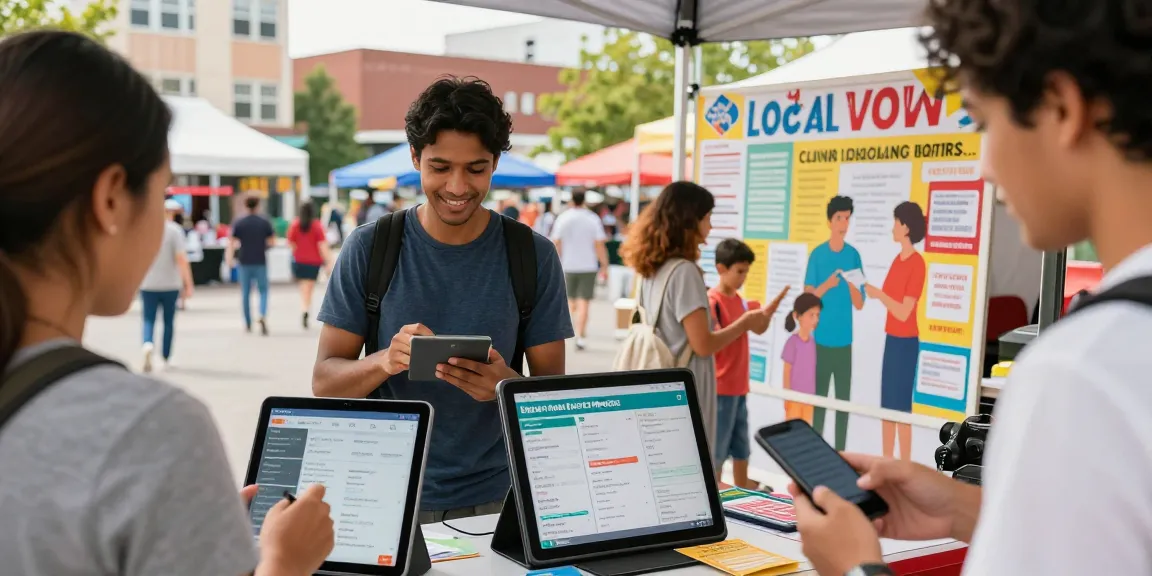 Engaged community members using BedPersonal for local classifieds in vibrant marketplace.