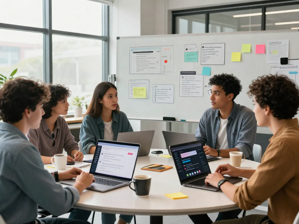 Explore spicy chat ai in a dynamic tech workspace during a collaborative brainstorming session.