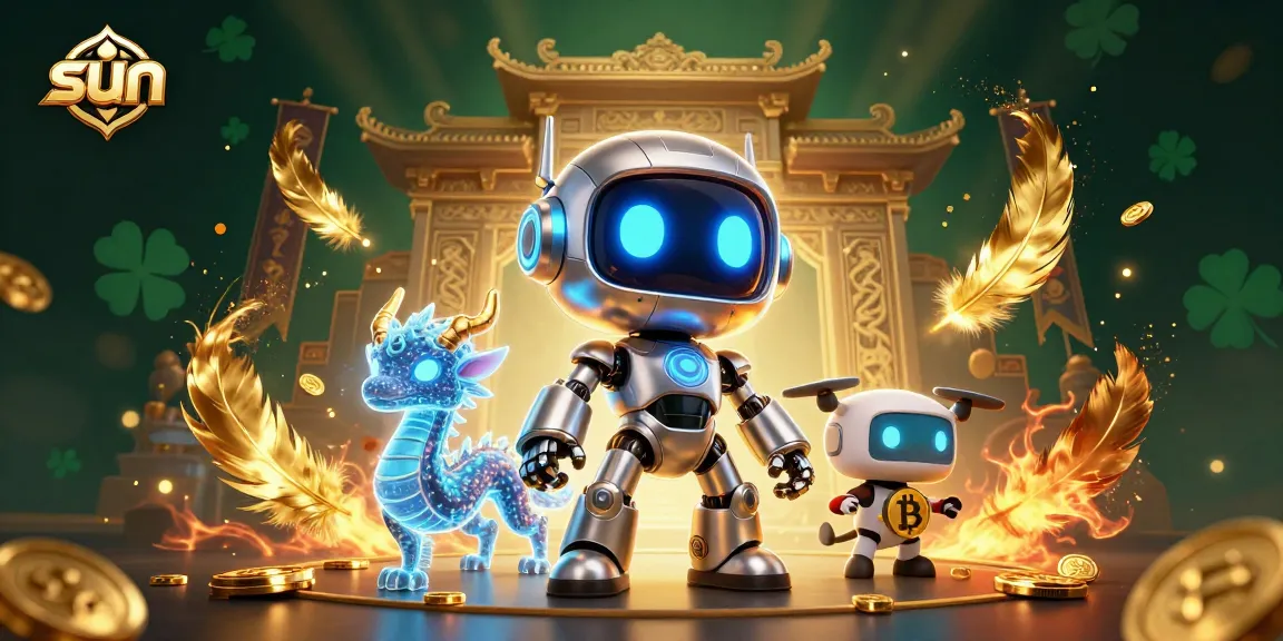 Win big with thrilling sun-themed casino games featuring futuristic characters and vibrant elements.
