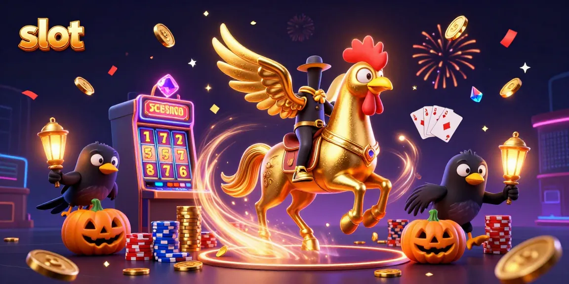 Experience thrilling slot adventures with cascading coins and golden rooster characters in a dazzling casino.