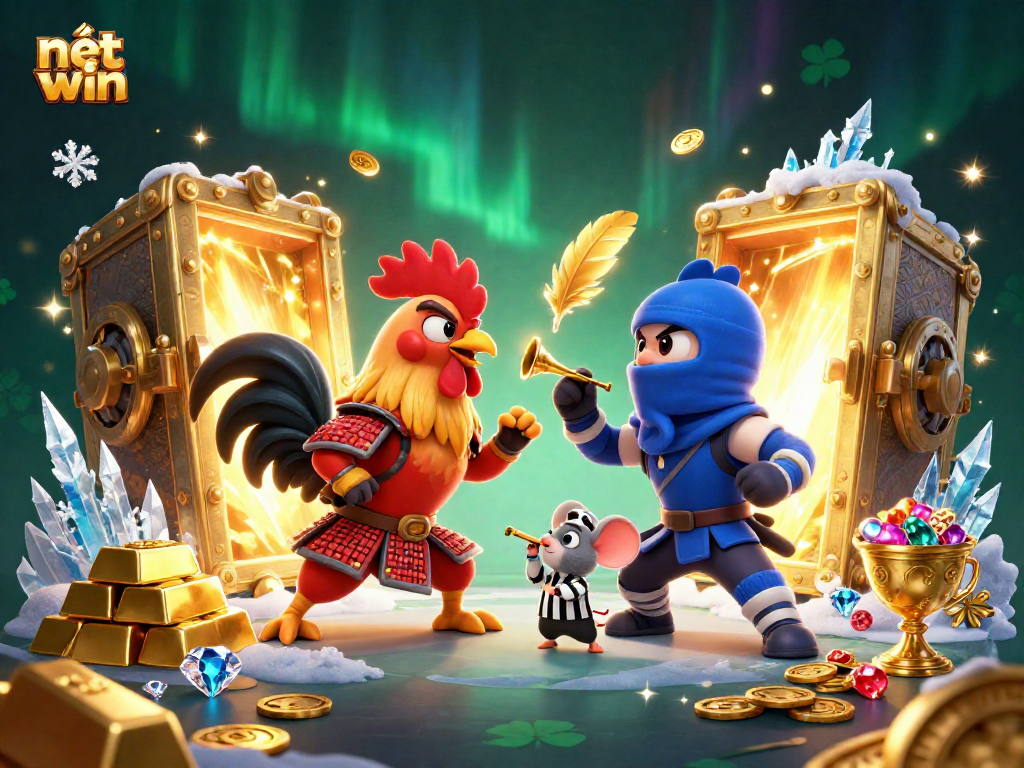 Compete in the thrilling nét win arena with battling roosters and dazzling treasures!