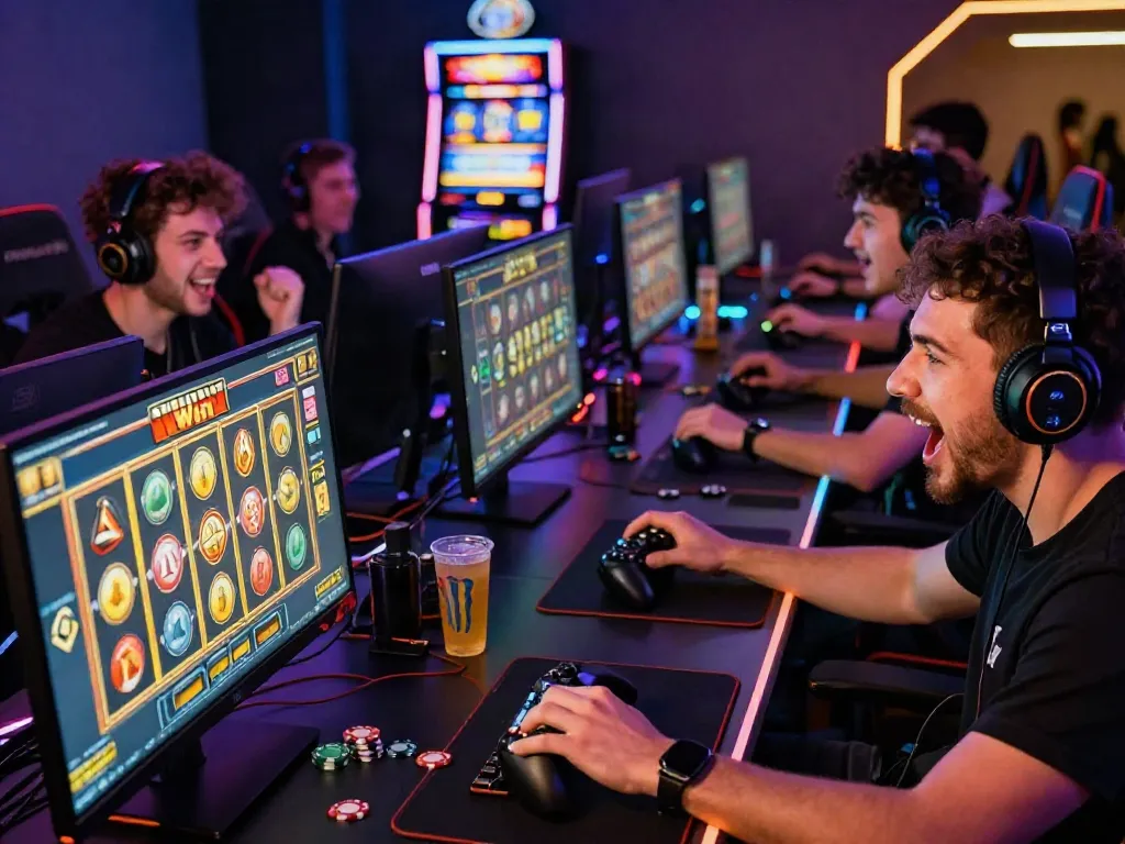 Pengalaman seru situs slot dengan pemain beragam yang merayakan kemenangan besar di perangkat gaming.