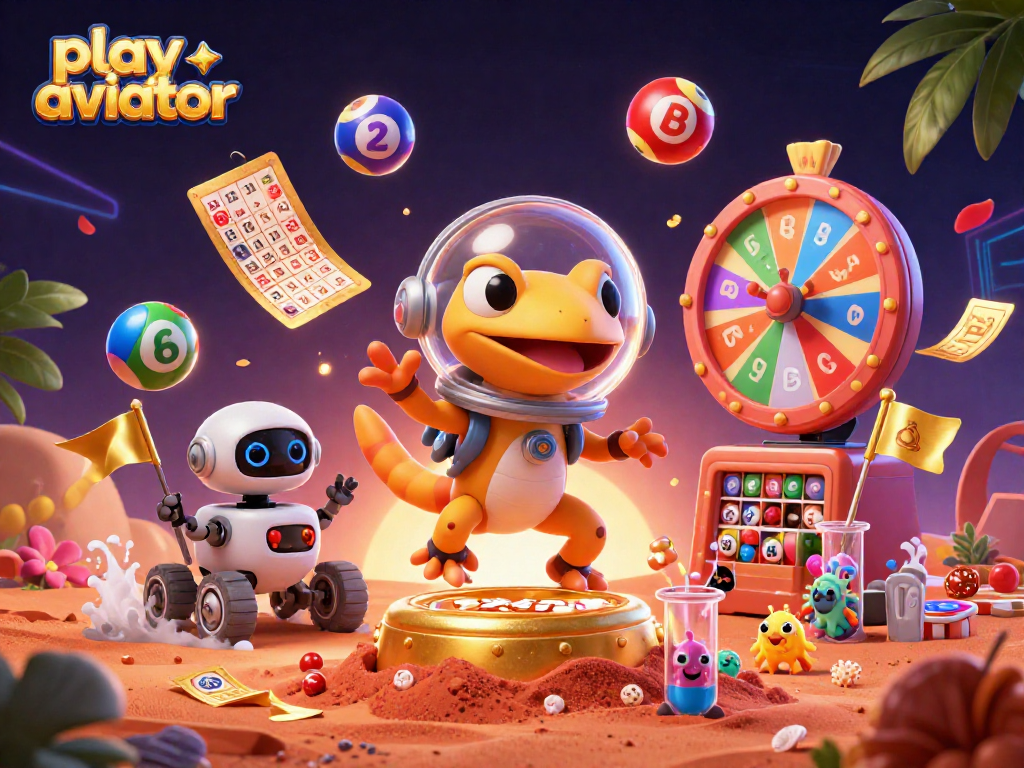 Play Aviator game in this vibrant 3D illustration showcasing the excitement of casino rewards.