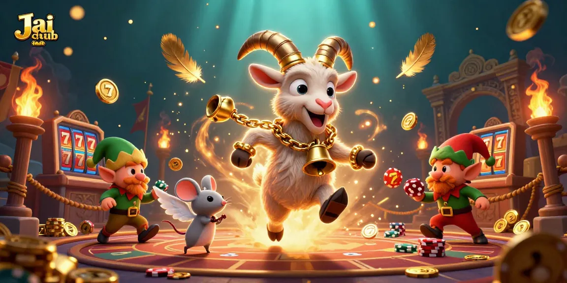 Play thrilling games at Jai club with Krampus, angel mouse, and naughty gremlins in an exciting casino scene.