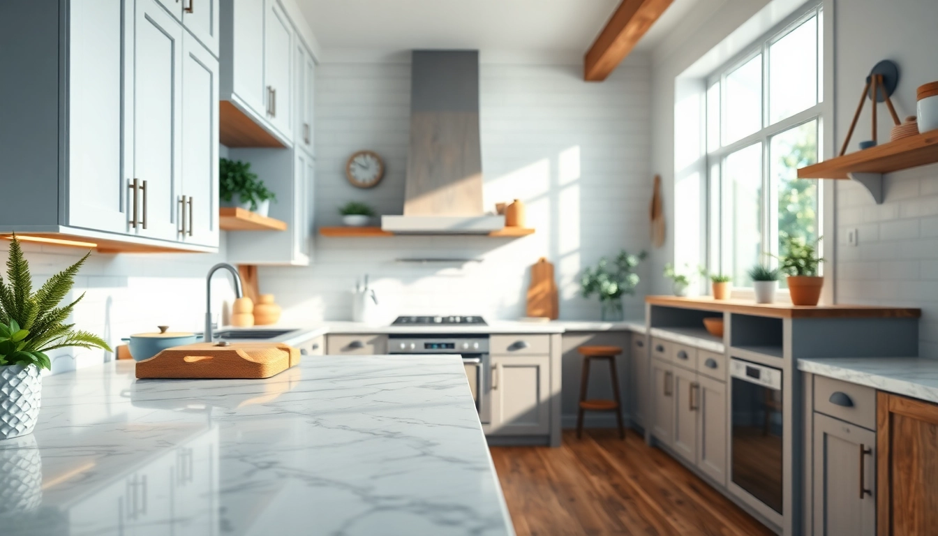 Stunning kitchen showcasing modern Home Remodeling Ideas with striking cabinetry and natural light.