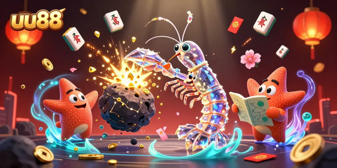 uu88 captivates players with vibrant 3D casino illustration showcasing winning elements and golden treasures