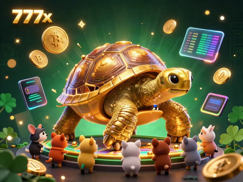 Experience vibrant gameplay at 777x with a colossal tortoise pinball machine and cryptocurrency elements.