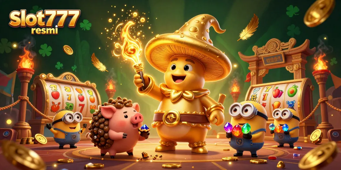 Experience thrilling adventures with slot777 resmi in this vibrant 3D casino illustration.